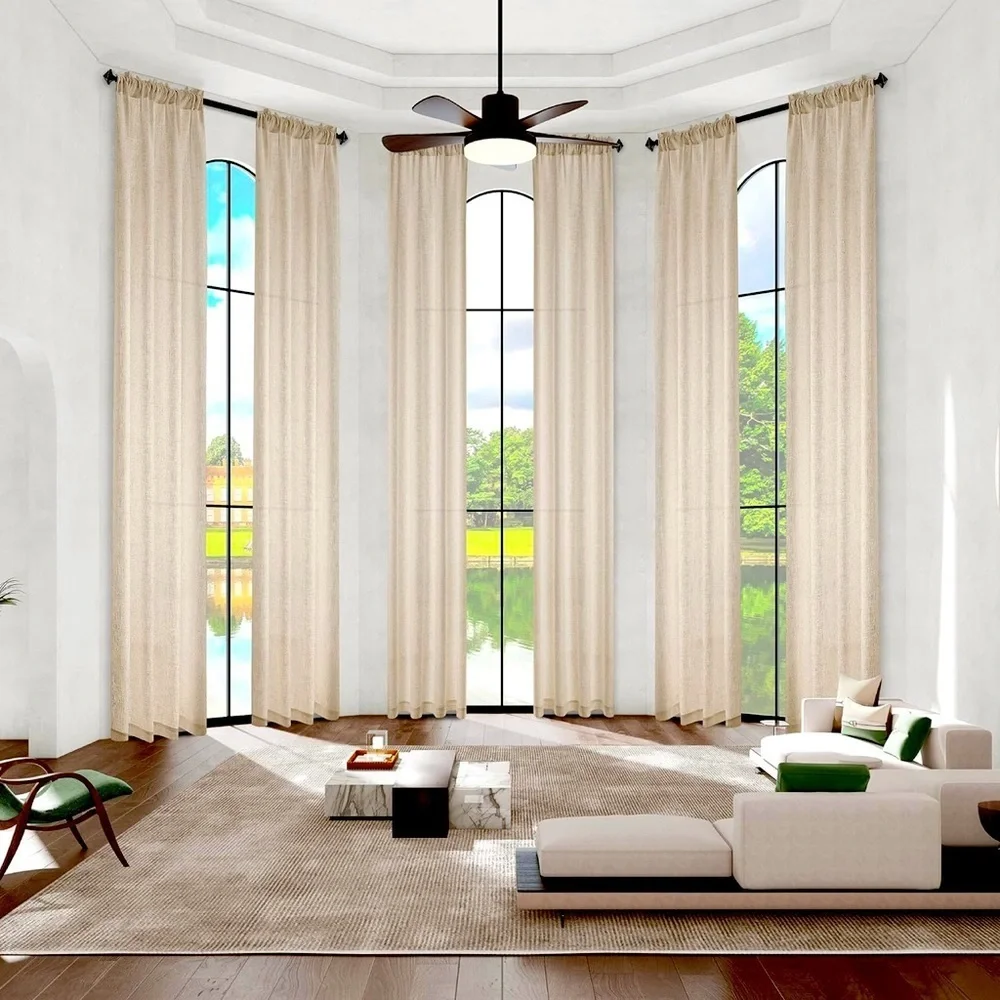 NIB- Maswond Extra Long Linen Curtain. 1 panel. Natural in Color. Size- 52x240